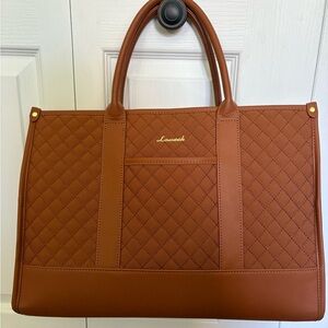 Laverach Brown Quilted Laptop Bag